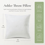 Ashler Throw Pillows Insert- 18x18 Pillow Inserts with Air Layer, Premium Bed and Couch Pillows - Indoor Decorative Throw Pillow, Square Cushion Sham Stuffer, Pack of 4, White