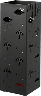 PrecisionAuto Versatile Metal Umbrella Stand for Entryway – Multi-Purpose Storage Rack – Cold-Rolled Steel, Removable Drip Tray & 4 Hooks – Stores Canes, Walking Sticks, Baseball Bats