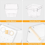 SMARTAKE 28 Piece Drawer Organizers with Non-Slip Silicone Pads, 4-Size Desk Drawer Organizer Trays Storage Tray for Makeup, Jewelries, Utensils in Bedroom Dresser, Office and Kitchen, Clear