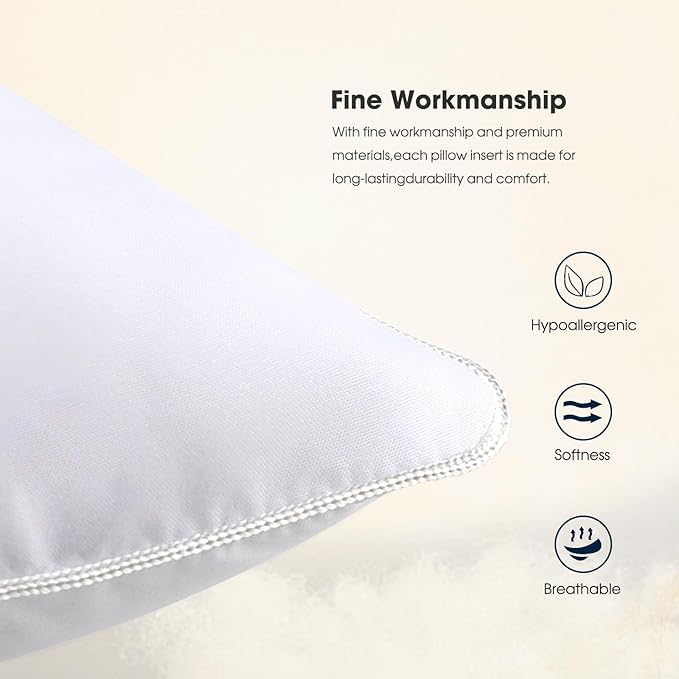 WINGLAM Throw Pillow Inserts 1-Pack, 36x36 Inches Square Decorative Pillow Stuffers, Hypoallergenic Ultra Soft Lightweight Down Alternative Polyester, White Sham Stuffer Pillows（1）