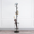 Metal Umbrella Stand with Coat Rack,Modern Umbrella Holder for Entryway,Freestanding Umbrella Rack with Marble Base,Tall Umbrella Storage for Indoor Outdoor Patio(66.9″, Black)