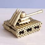 Bullet Shell Casing Shaped Army Tank Metal Sculpture,Great Decorative Artwork Model Gift for Home,Study Room Decorations (95 Tank)