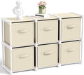 6 Cube Storage Organizer with Shelf Back to School Boxes 11 Inch Toy Storage Bins Closet Organizers Drawers Fabric Dresser for Playroom Books Bedroom Dorm Kitchen (Creamy White)