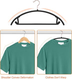 OIKA Hangers 50 Pack No Shoulder Bump - Space Saving Huggable Closet Hangers with 360° Rotating Hooks, Heavy Duty Non-Slip for Shirts, Pants, Coats (Black)