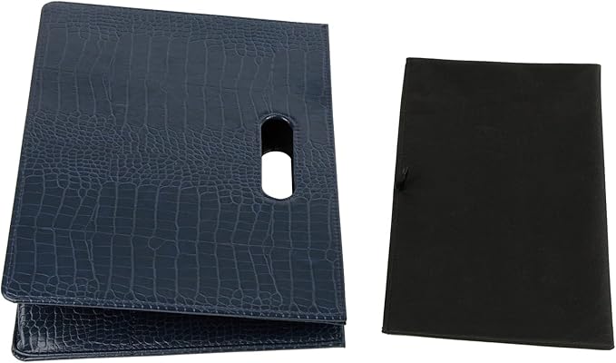 HofferRuffer Magazine Basket Holder, Foldable Magazine Rack, Document File Holder Organizer, File Folder, Newspaper Storage Bin Organizer for Home or Office (Dark Blue)