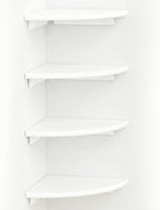 White Corner Floating Shelves for Wall Set of 4, Rounded Wood Wall Mounted Corner Shelf with Hardware, Space Saving Decorative Storage for Kids Room, Bathroom, Living Room, Office