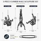 Large Set of 3 Climbing Men Wall Art Decor Sculpture,Nordic Modern Simplicity Decorative Wall Art, Climbing Man Sculptures,Home & Office Climber Gifts