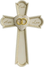 Grace4Joy Wedding Wall Cross, 10 Inches Marriage Prayer Cross Decor Vow Renewal Gifts, Hand Painted Faith Hope Love Wall Decor Religious Wedding Gifts for Couples