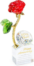 YWHL 60th Wedding Anniversary Rose Gifts for Parents Grandparents, 60 Years Happy for Couples, Crystal Rose Figurine with Silver Diamond, Romantic Valentines Day Present for Her Him