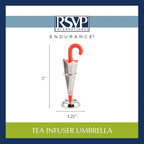 RSVP International Novelty Loose Leaf Tea Infuser/Strainer Includes Drip Stand, Umbrella/Stand, 1.25 x 5"