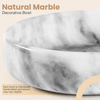 FNTSTICGOODS Marble Decorative Bowl - 7.5" White/Grey Solid Marble Centerpiece - Handmade Stone Fruit Bowl - Catch-All or Key Bowl for Kitchen - Modern Minimalist Decor