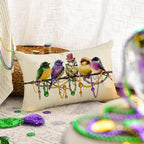 RABUSOFA Mardi Gras Pillow Cover 12x20 Inch Birds Beads Decorative Pillow Case Holiday Decorations for Home Sofa Couch