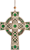 KOMI 7.2 Inch Celtic Wood Cross Irish Ornaments Christian Religious Christmas Wall Cross Hanging Ornaments Hope Peace Love Joy Carving Layered Cross Wooden Ornament