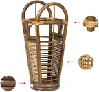 GUOYANHOME Rattan Umbrella Stand, Holding Walking Sticks - Indoor - Handmade Water Hyacinth，Wood Color，28X63CM