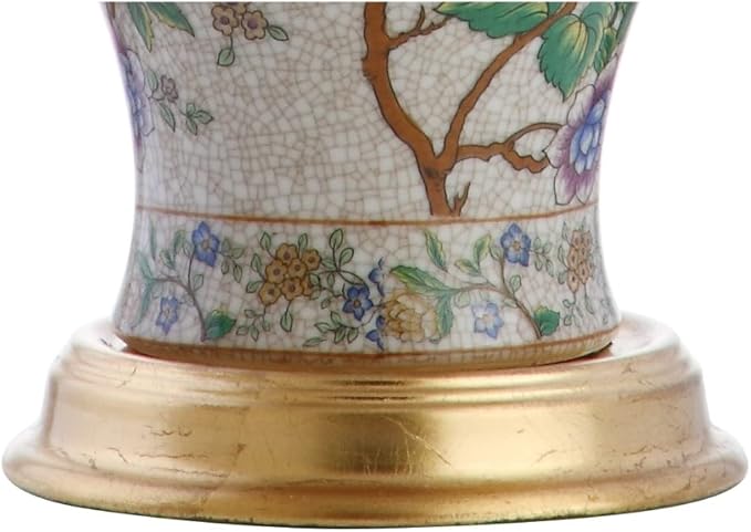 JONATHAN Y 24" Multi-Colored/Gold French Country Ceramic Floral Urn Table Lamp, White Linen Shade, Chinoiserie Ginger Jar Bedside Lamp for Living Room Bedroom, LED Bulb JYL3009A