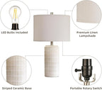 AIEAMPDO 23'' Set of 2 Modern Ceramic Table Lamps for Living Room Bedroom, Nightstand Farmhouse Beige White Desk Lamp for Bedside End Table Entryway, 2 LED Bulbs Included