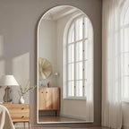 Prywot Full Length Mirror, 71"x30" Arched-Top Floor Mirrors, Modern Full Body Mirrors with Stand, Wall Mirror with Aluminum Alloy Frame for Bedroom,Living Room, White