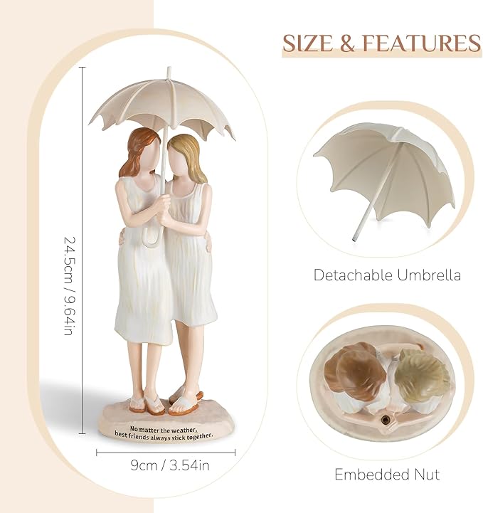 Storieme Best Friend Birthday Gifts for Women - Friendship Christmas & Birthday Gift for Bestie BFF - Resin Sister Figurines