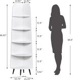 VECELO Large Tall Corner Shelf, 66.93" H 5-Tier Corner Storage Organizer, Freestanding Corner Display Rack for Living Room Bedroom Home Office, White