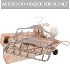 FairyHaus Belt Hanger Organizer 2 Pack, Non Slip Tie Rack Holder, Durable Hanging Closet Accessory Hooks for Belts, Ties, Jewelry, Scarves, Tank Tops, Grey