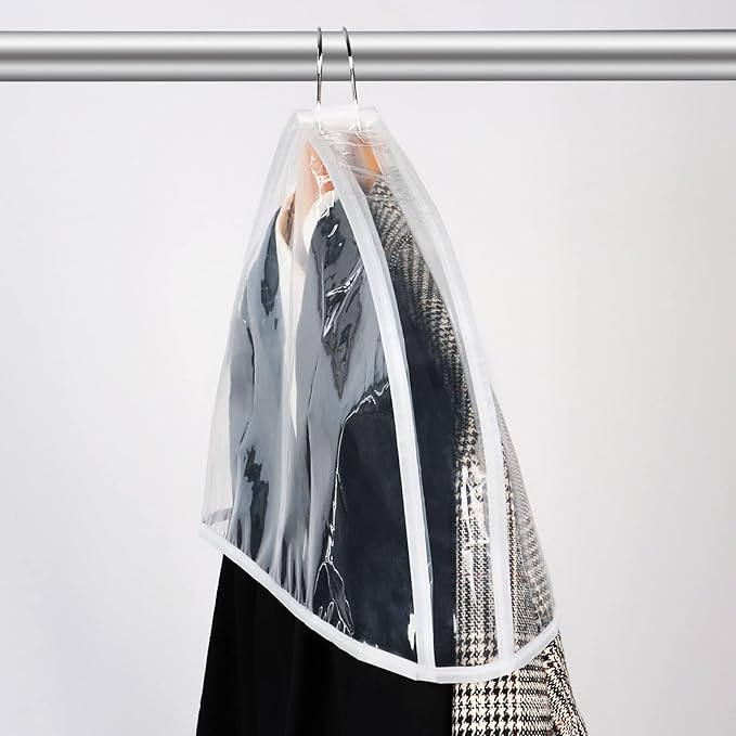 Zilink Clear Shoulder Covers for Clothes (Set of 15) Breathable Clothes Dust Cover Protectors with 2" Gusset for Suit, Coats, Jackets