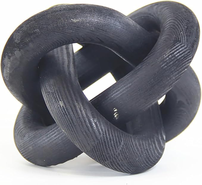 Wood Knot Chain Link Decor - 3 Link Boho Wooden Hand Carved Decorative Wooden Links Knots for Coffee Table Entryway Modern Farmhouse Shelf Decoration (Black)