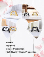 Modern Gold Heart Hands Sculpture, Decorative Table Art, Love Symbol Home Decor (Black)