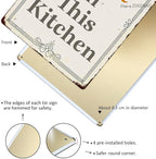 Funny Farmhouse Kitchen Signs - Personalized Metal Sign - Retro Counter Accessory - 12x8 Inch Hanging Plaque - We Dance In This Kitchen