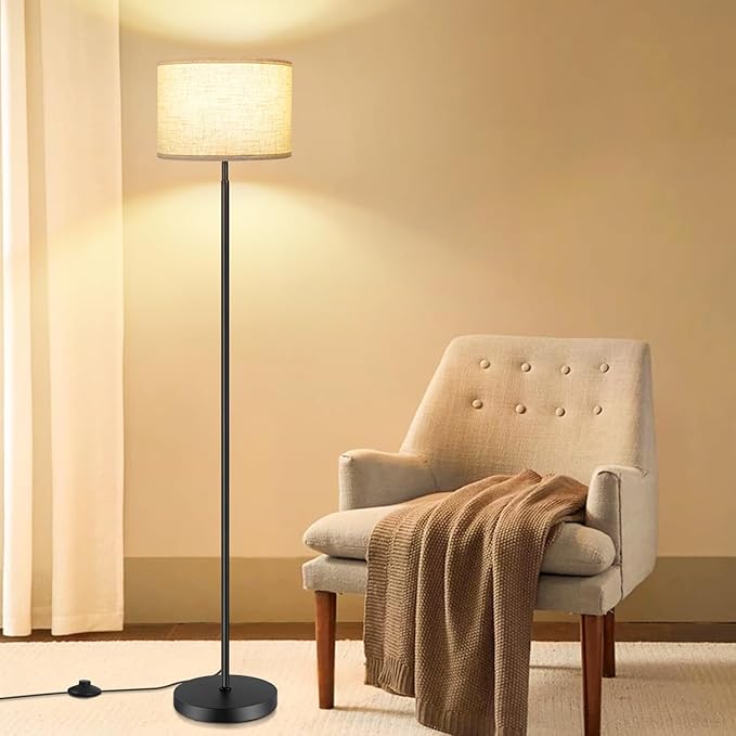 OUTON Beige Drum Lamp Shades for Floor Lamps, 13" Top x 13" Bottom x 10" High, Easy to Assemble, Replacement Linen Lampshades for Table Lamps & Bedside Lamps (1.65" Spider)