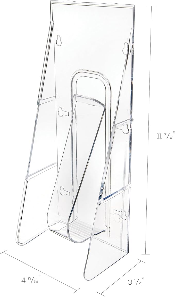 Deflecto Stand Tall Stand-Tall Wall Leaflet Holder, Wall Mount Display, Break-Resistant Pocket, Clear, 4-9/16"W x 11-3/4"H x 2-3/4"D (55601)