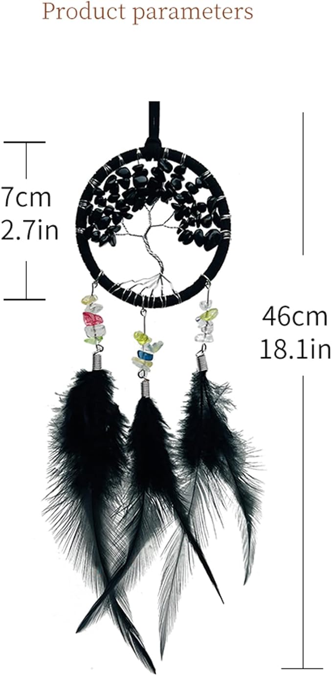 Black Dream Catcher for Car Rearview Mirror, Handmade Rear View Mirror Accessories Small Dreamcatcher Hanging Decor Craft Gifts