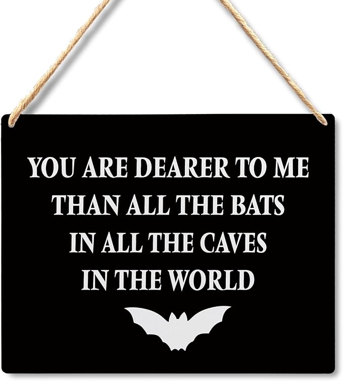 Lacosu Wall Pediments Halloween Signs,You are Dearer to Me Than All the Bats,Gothic Wall Decor,Witchy Wall Decor,10x8 Inches