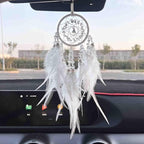 Car Dream Catcher, Rearview Mirror Accessory, Car Charms Ornament, Lucky Ornament Pendant, White