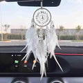 Car Dream Catcher, Rearview Mirror Accessory, Lucky Ornament, White