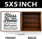 Christian Decor Housewarming Gifts Home Decor gifts Bless this Home Wooden Box Sign Christian Decorations for House Office Bedroom Living Room Desk Table Shelf