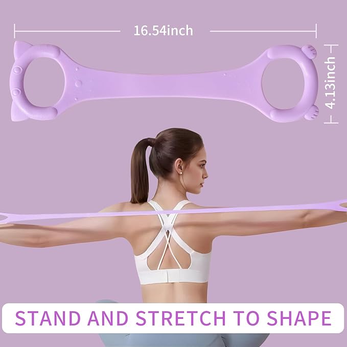 Figure 8 Fitness Resistance Band with Handles, Arm & Back Training Elastic Rope for Pure Barre Workout, Chest, Shoulder Stretching Exercise Equipment for Yoga, Pilates & Physical Therapy.