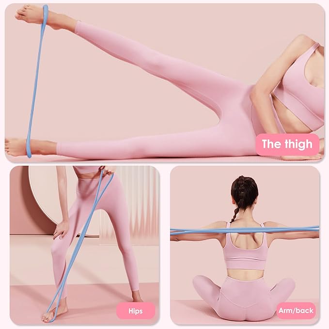 2 Pack Figure 8 Resistance Bands with Handles, Silicone Exercise Bands for Arm, Back, Chest, Shoulder, 15 & 25LB Set