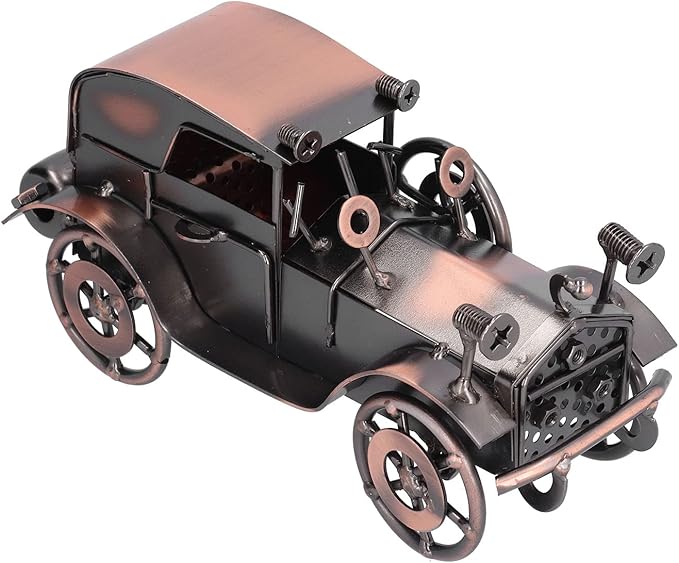 Vintage Car Model Metal Bronze Classic Exquisite Home Decorative Handicraft Ornament, Antique Car Decor for Living Room Office Shelf, Retro Toy Collectible Gift for Car