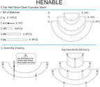 HENABLE Acrylic Display Riser - 3 Tier Clear Cupcake Stand, Perfume Organizer, Half Moon Dessert Stand, Shelf for Food, Amiibo Funko POP Figure Display