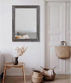 AAZZKANG Wall Mirror with Rectangle Wood Frame Large 28"x20" Rustic Decorative Hanging Mirrors for Bedroom Bathroom Living Room Home Office