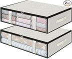 StorageRight Under Bed Storage Bags 2 Pack, 40L Large Clothes & Comforter Storage Containers with Clear Window, Breathable Fabric Organizer for Blankets, Bedding, Seasonal Clothing, White
