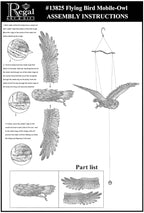 Regal Art & Gift Flying Bird Hanging Metal Mobile - Decorative Outdoor Wind Motion Sculpture for Patio, Porch & Garden Décor - Owl