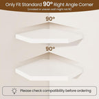 Fun Memories Corner Shelf Wall Mount Set of 2 - Solid Oak Wood Floating Corner Shelf with Cable Hole, 7in Rustic Design for Bedroom, Living Room, Kitchen (White)