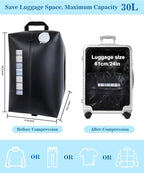 Professional Vacuum Bags with Built-in Pump, 30L IP67 Vacuum Seal Bags with See-through Window, Space Saver Bags for Clothing Travel(Black)
