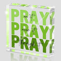 Ideal Christian Gifts for Women - Pray On It,Pray Over It - Bible Verse Desk Art, Inspirational Decor, Green Dorm Room Decor for Women, Desk Decorations for Office, 4 x 4 inches（Green）