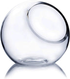 WGV Slant Cut Bowl Glass Vase, Width 5.5", Height 5.5", Clear Round Globe Planter Terrarium Orb, Candy Dish, Fruit Jar, Floral Container for Home Office Decor, 1 Piece