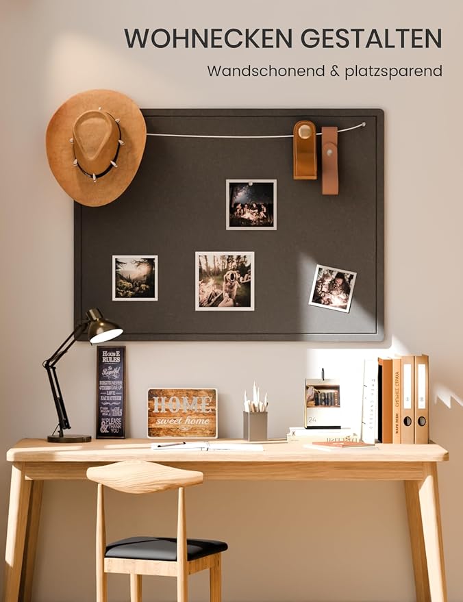 Fluxynara Large Bulletin Board, 47.2" x 35.4" Cork Board Alternative with 24 Safe Removable Adhesive Tabs, Foldable Felt Pin Board for Home Office, Classroom, Bedroom,Entryway for Walls—Black