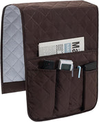 Huakaile Foldable Remote Control Holder Non-Slip Couch Sofa Chair Waterproof Armrest Organizer with 5 Pockets Armrest Organizer Couch Recliner Caddy Fits for Ipad, Phone, Magazines (Coffee)
