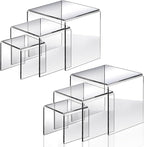 Fixwal 2 Set Acrylic Display Risers Cupcake Stands Clear Dessert Table Display Set, Display Shelf for Funko POP Figures-3"x4"x5"