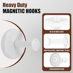Neosmuk Magnetic Coat Hook,170lb Strong Extra Heavy Duty Magnet Hooks,Magnetic Wreath Hanger/Holder for Metal Doors,Purse,Towel,Stocking,Cruise Cabin,White,3 Pack